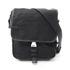 PRADA Black Leather Saffiano Shoulder Bag